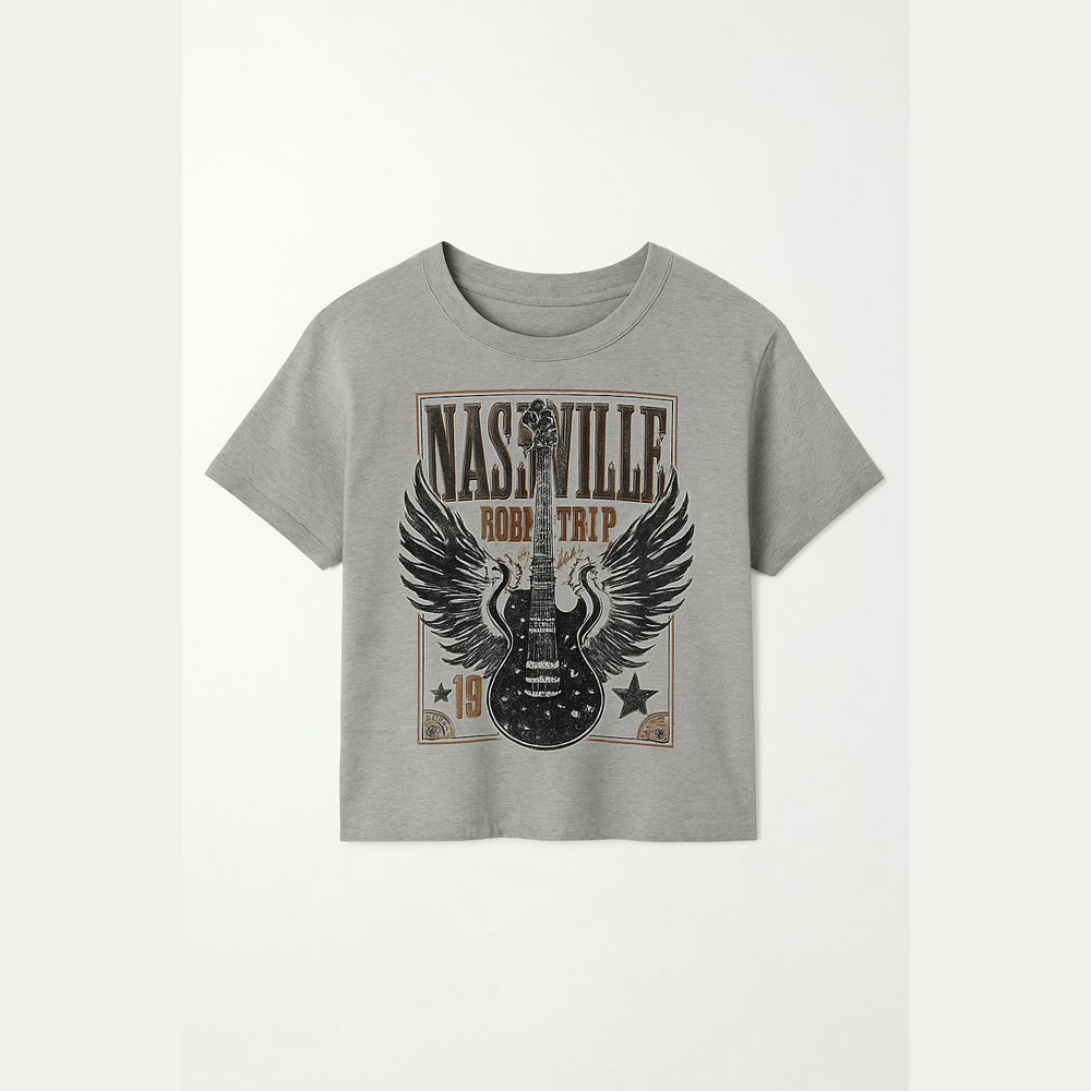 Pretty Rebellious Gray Nashville Road Trip Tee